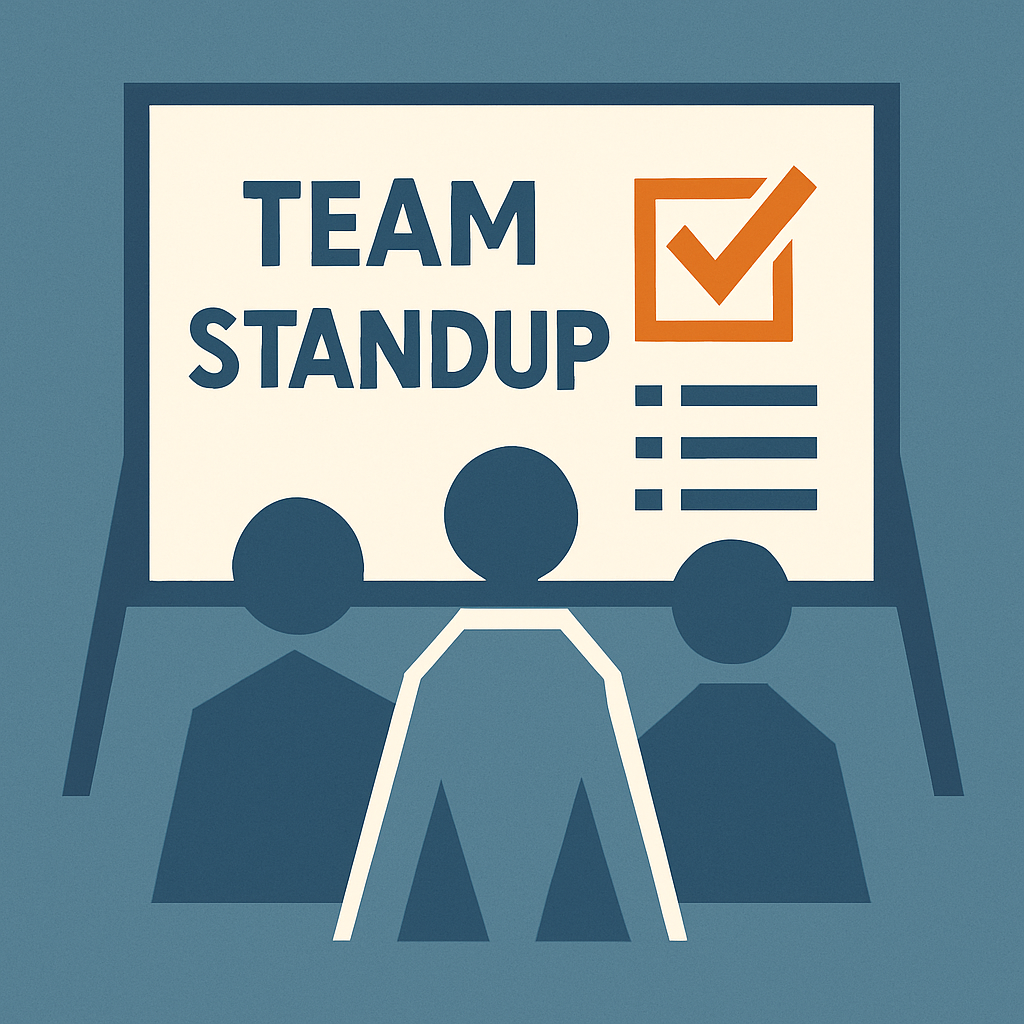 Team in front of a project board
